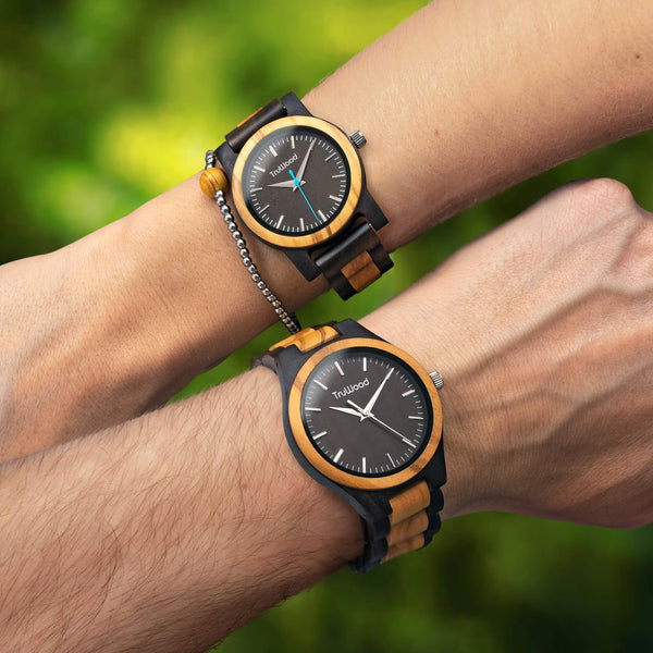 TruWood Java Watch with Gold Accents TruWood Hybrid Black Mahogany Olive Wood Brown Two Tone  main image 3