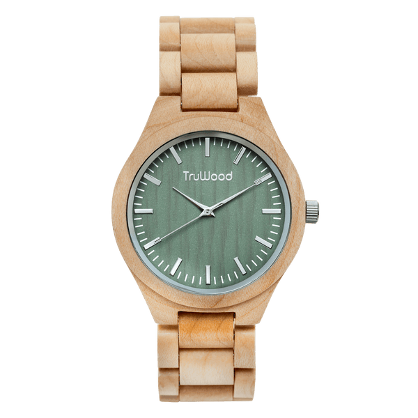 TruWood Stark Natural Light Maplewood Green Face Wooden Watch For Men