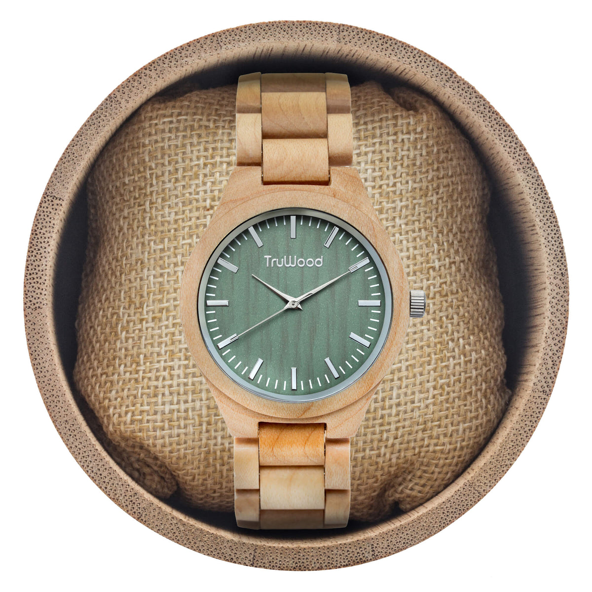 TruWood Stark Natural Light Maplewood Green Face Wooden Watch For Men