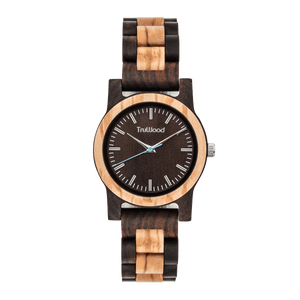 TruWood Hybrid Black Mahogany Olive Wood Brown Two Tone Watch Women