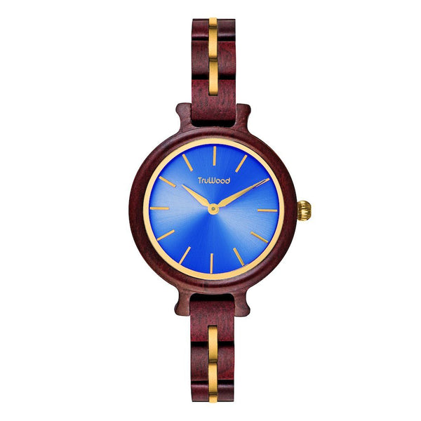 TruWood Lavender Violet Purple Heart Wood and Gold Metal Watch Women